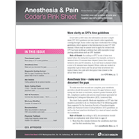 Anesthesia & Pain Coder's Pink Sheet